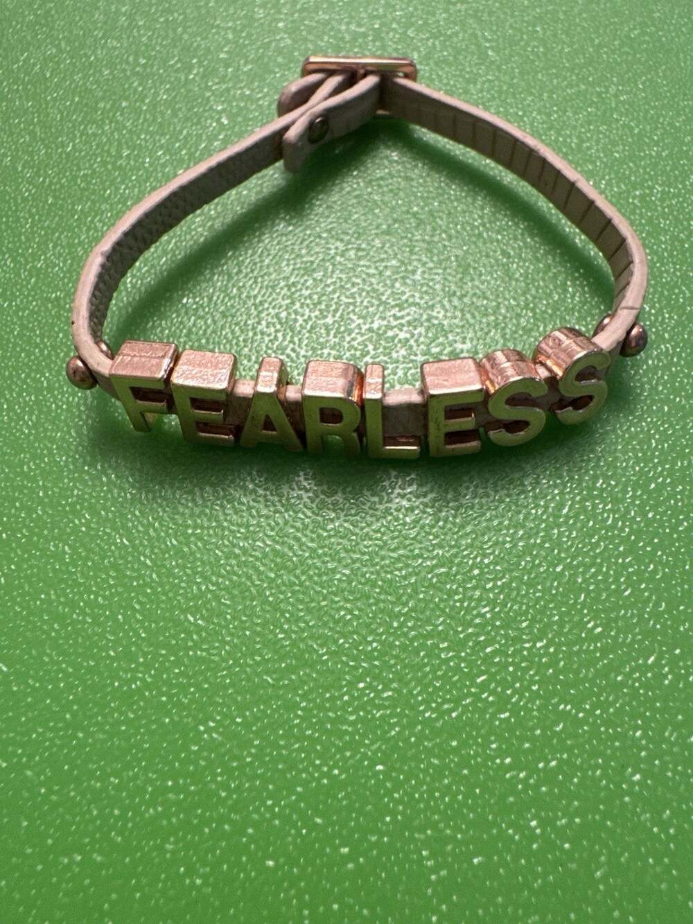 Rose Gold Fearless Slogan Bracelet Wrap Faux Leather Adjustable Inspirational